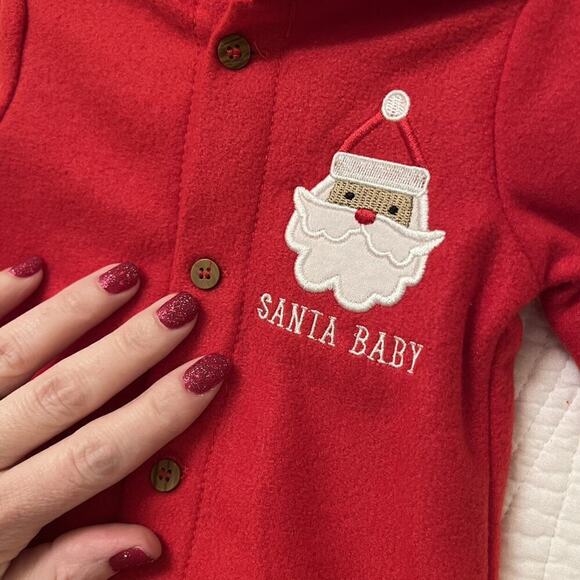 Baby Christmas Hooded Fleece Coverall Baby’s 0/3m Holiday Outfit African Santa - Picture 2 of 6